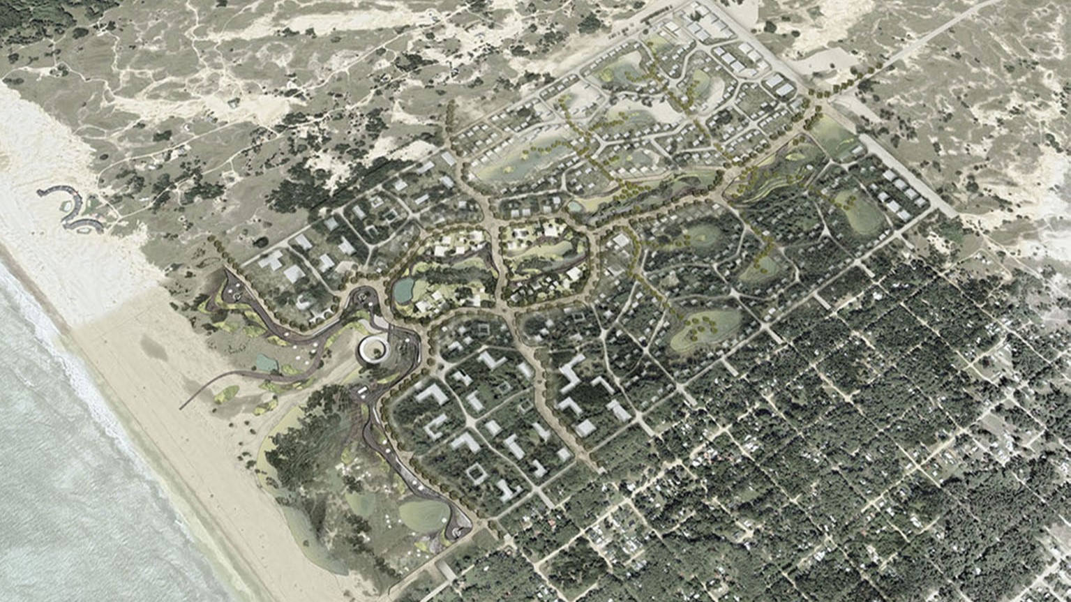 Urbanización sostenible frente al mar, Mar Azul., 1